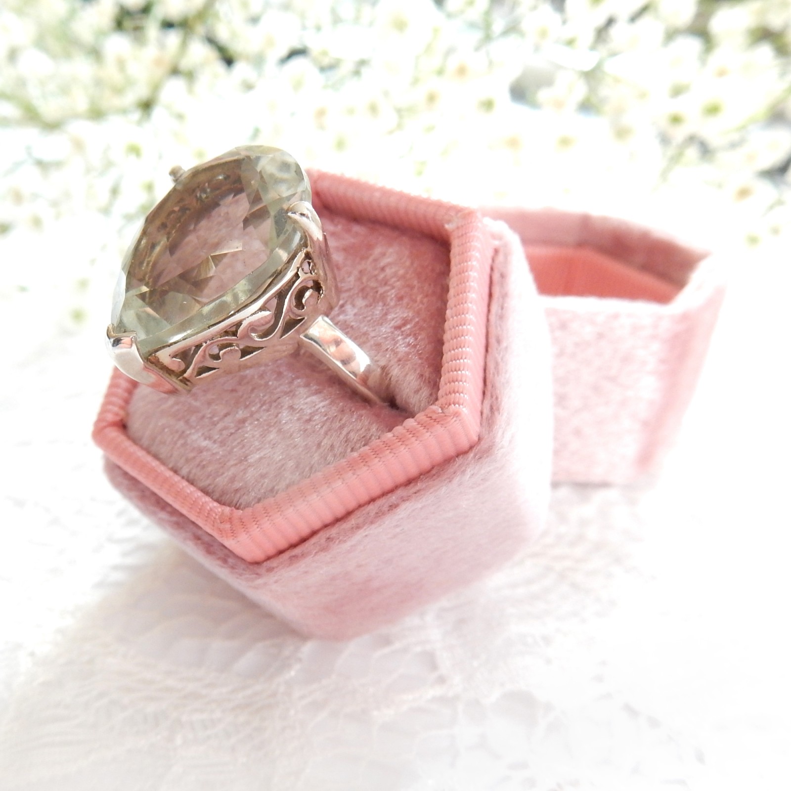 Photo of Brazilian Green Topaz Dress Ring Solid Silver Fine Jewelery