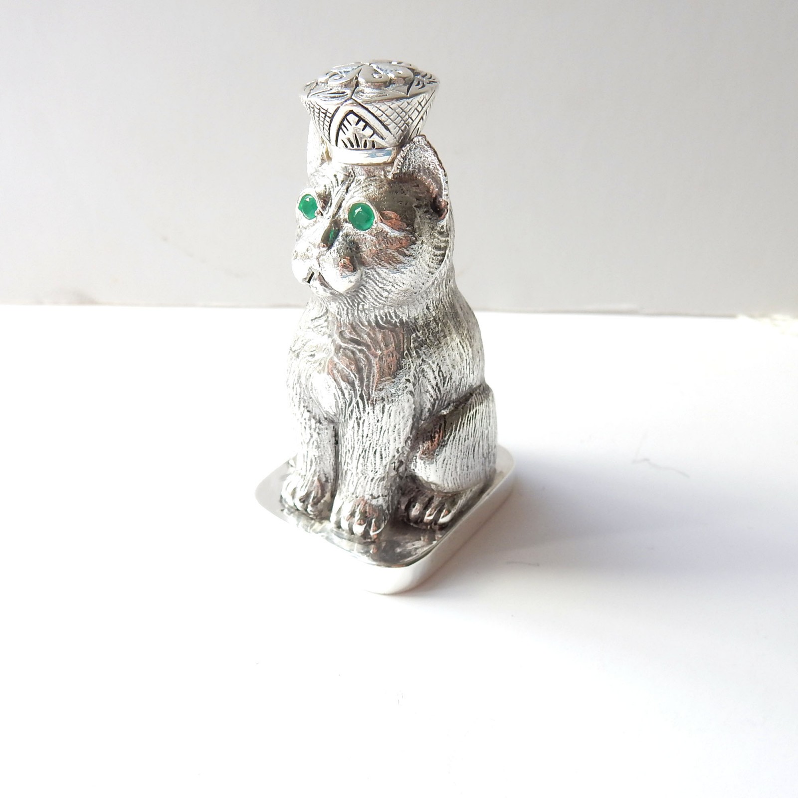 Photo of Continental Silver Emerald Cat Scent Bottle