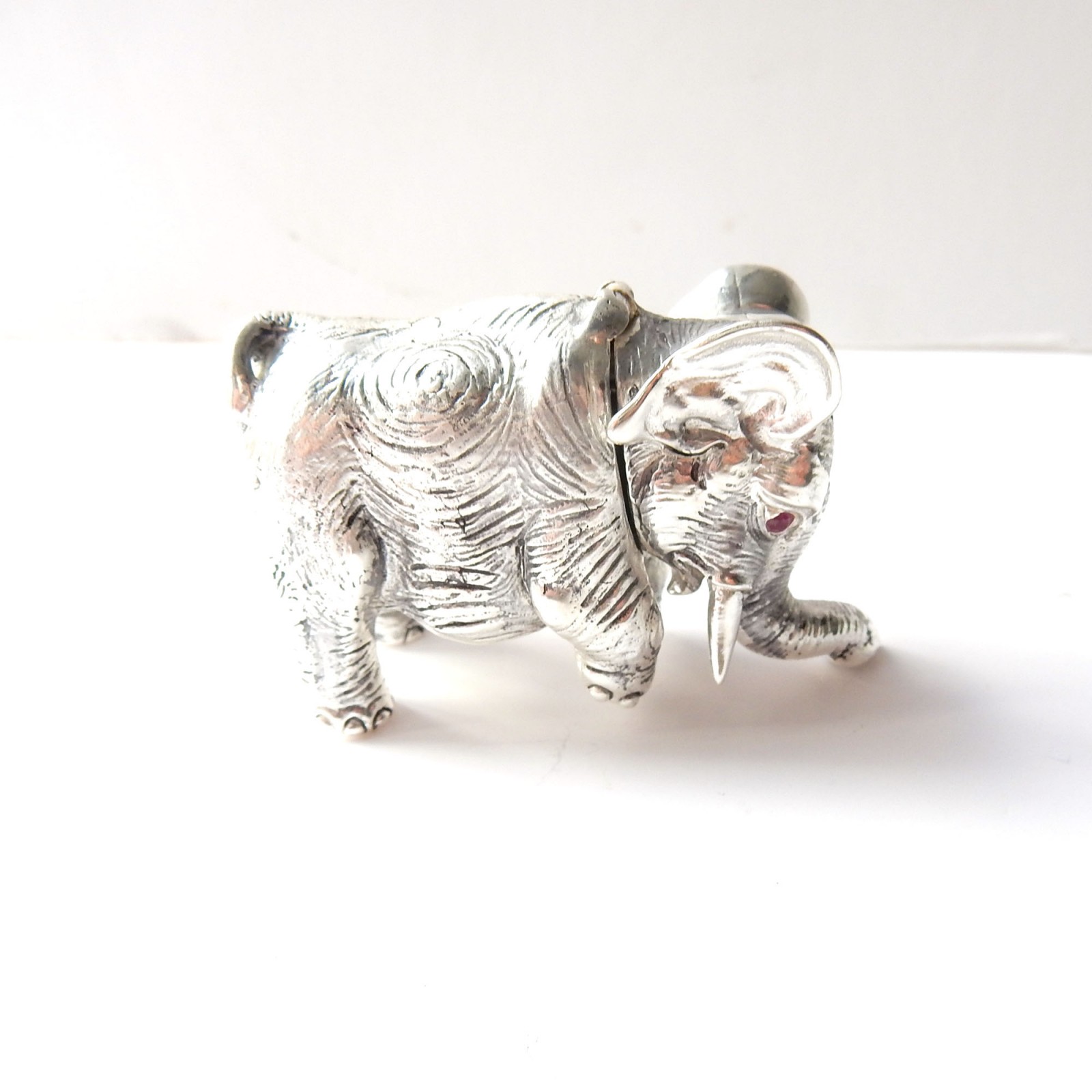 Photo of Continental Silver Ruby Figural Elephant Vesta Match Safe