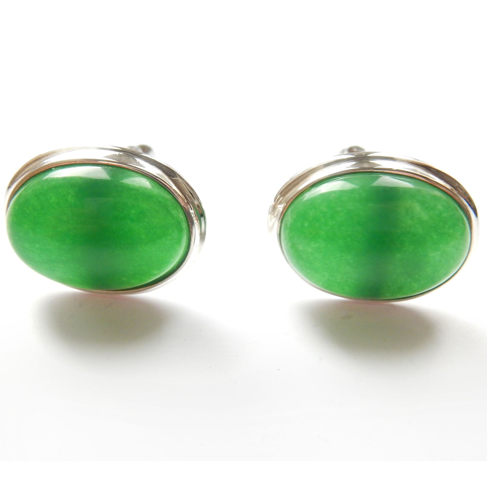 Photo of Jade Natural Stone Cufflinks Sterling Silver