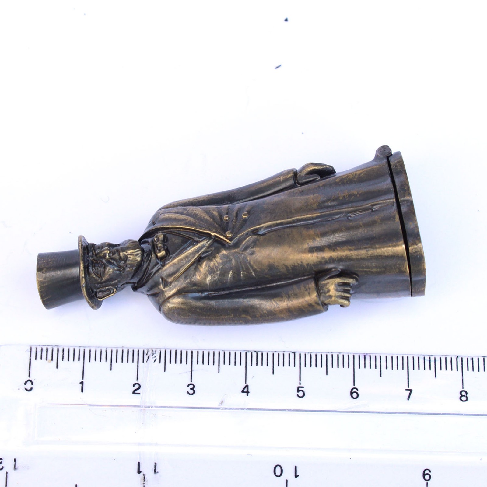 Photo of Large Brass Sculptural Abraham Lincoln6 Snuff Container Vesta Match Safe