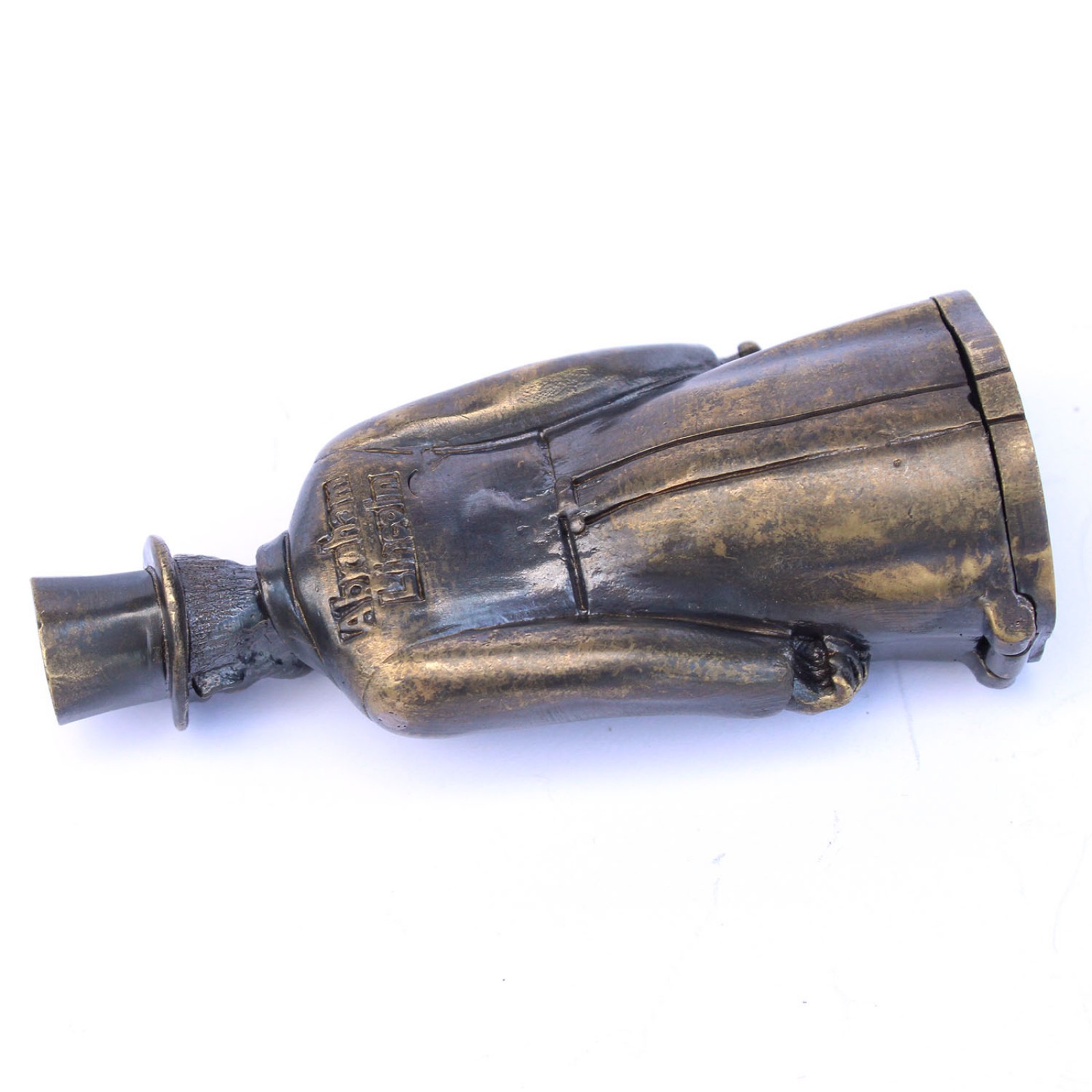 Photo of Large Brass Sculptural Abraham Lincoln6 Snuff Container Vesta Match Safe