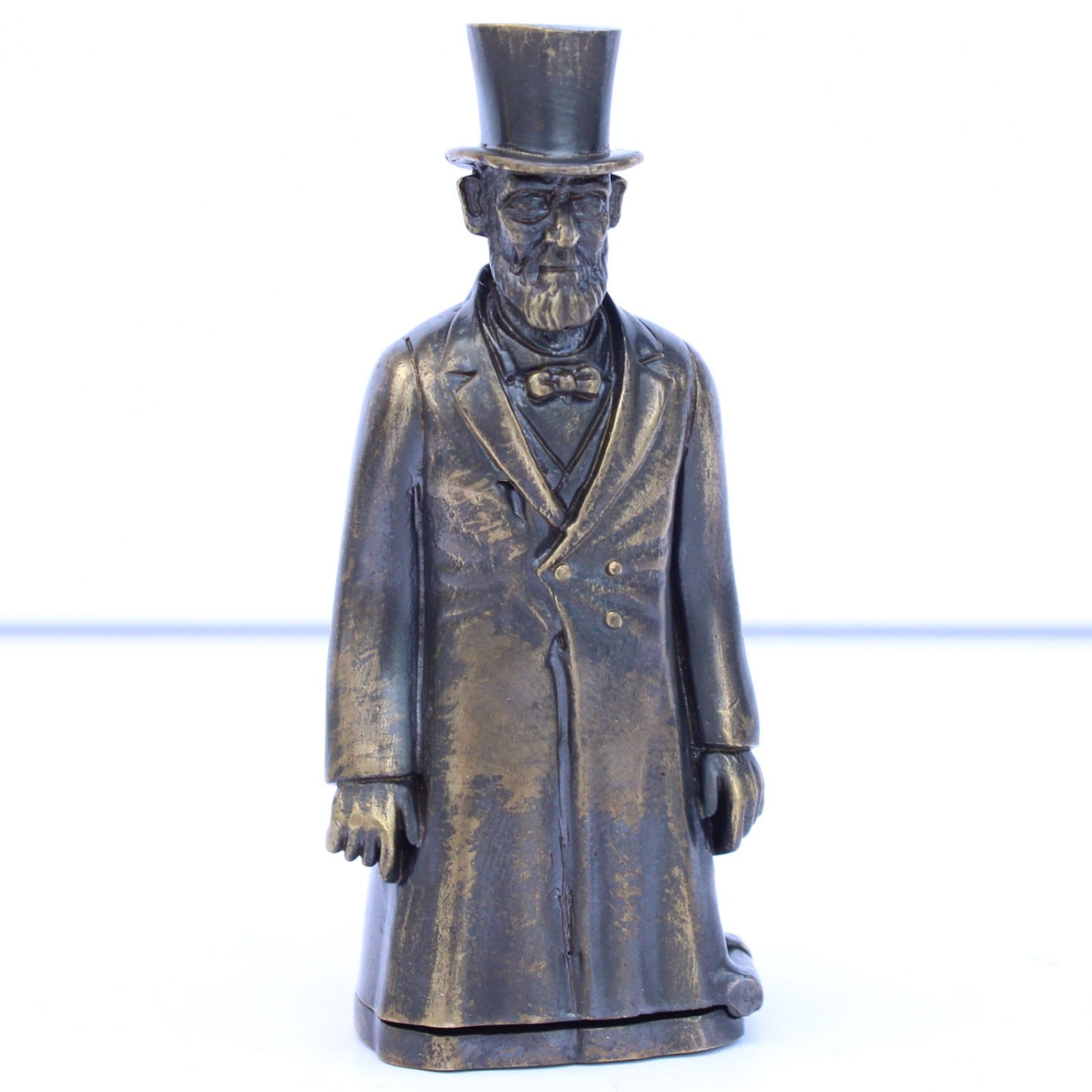 Photo of Large Brass Sculptural Abraham Lincoln6 Snuff Container Vesta Match Safe
