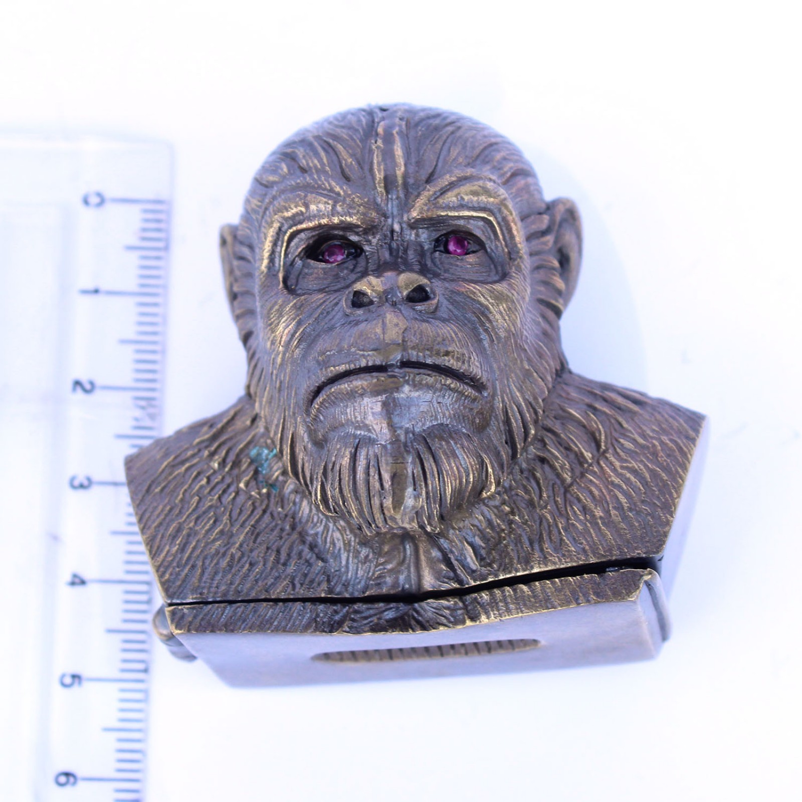 Photo of Large Figural Brass & Ruby Gorilla Ape Vesta Match Safe