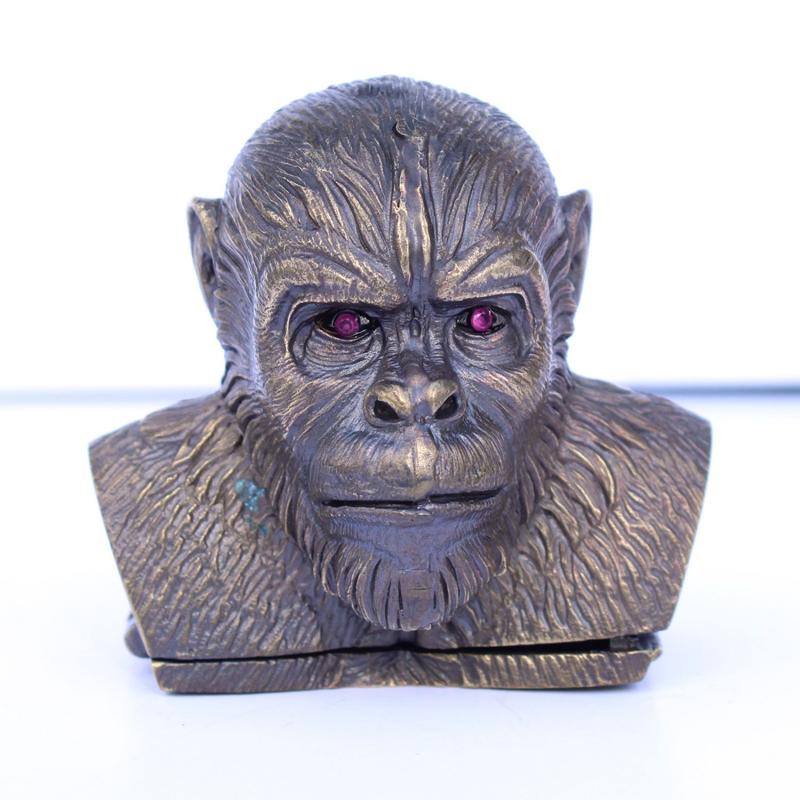 Photo of Large Figural Brass & Ruby Gorilla Ape Vesta Match Safe