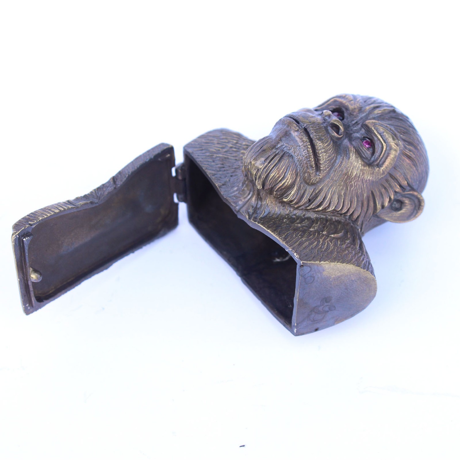 Photo of Large Figural Brass & Ruby Gorilla Ape Vesta Match Safe