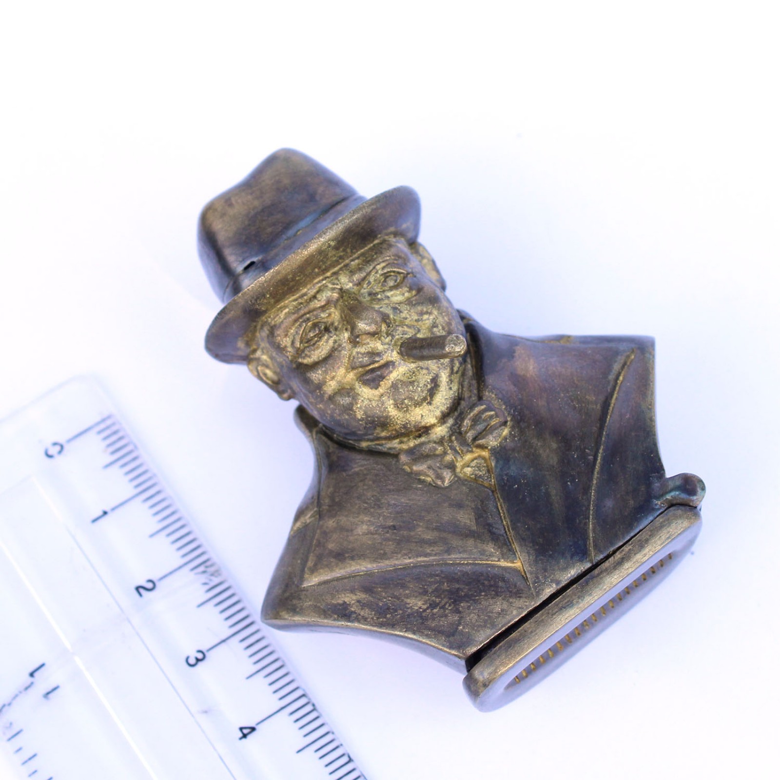 Photo of Large Figural Brass Winston Churchill Vesta Match Safe