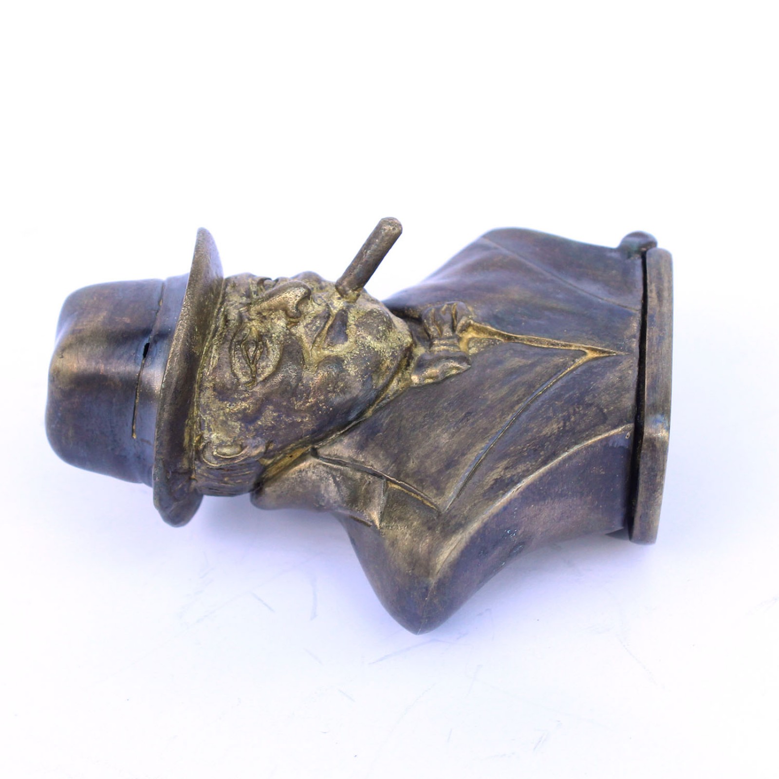 Photo of Large Figural Brass Winston Churchill Vesta Match Safe