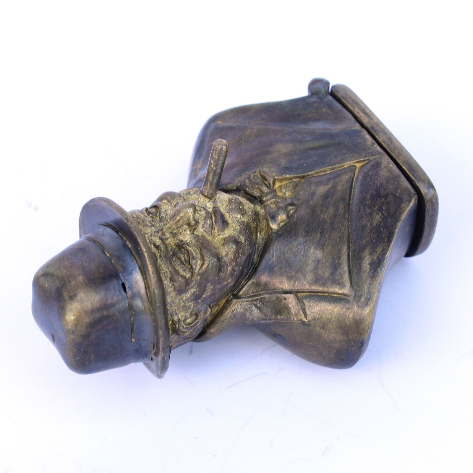 Photo of Large Figural Brass Winston Churchill Vesta Match Safe