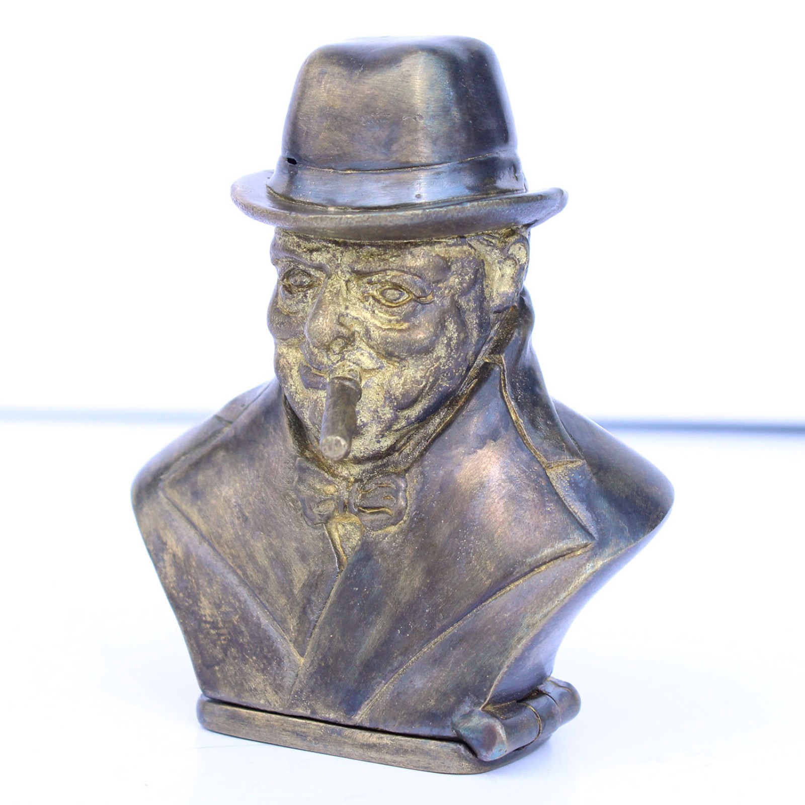 Photo of Large Figural Brass Winston Churchill Vesta Match Safe