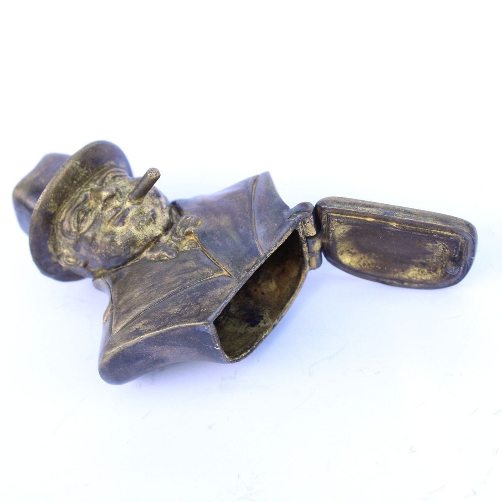 Photo of Large Figural Brass Winston Churchill Vesta Match Safe