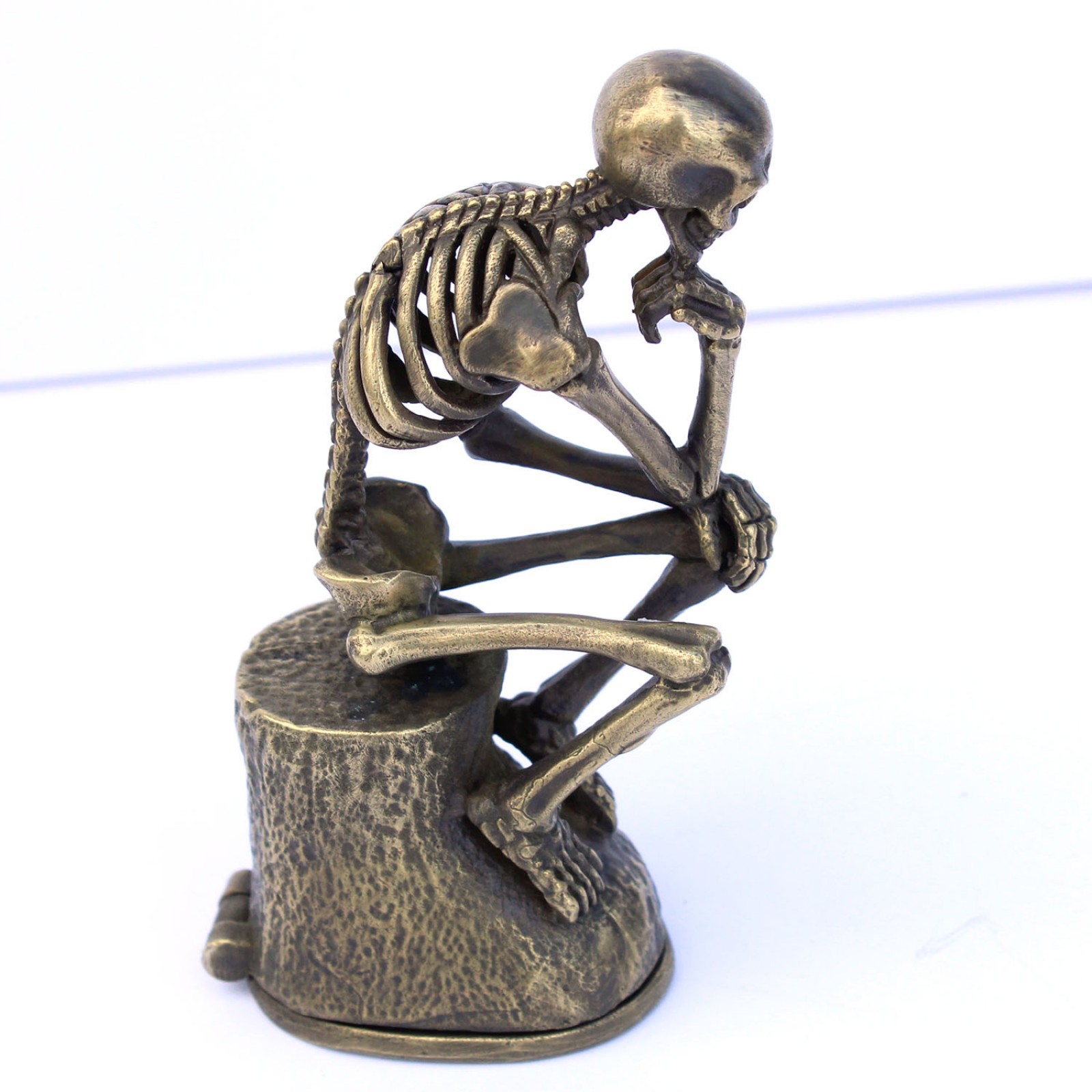 Photo of Large Sculptural Brass Skeleton Vesta Match Safe Signed Milo
