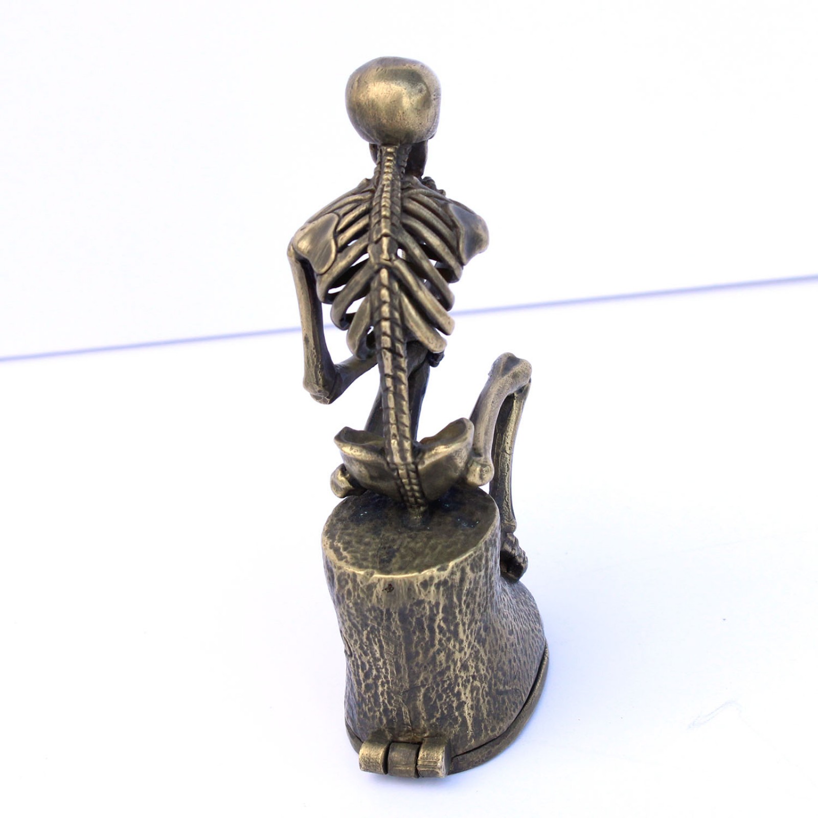 Photo of Large Sculptural Brass Skeleton Vesta Match Safe Signed Milo