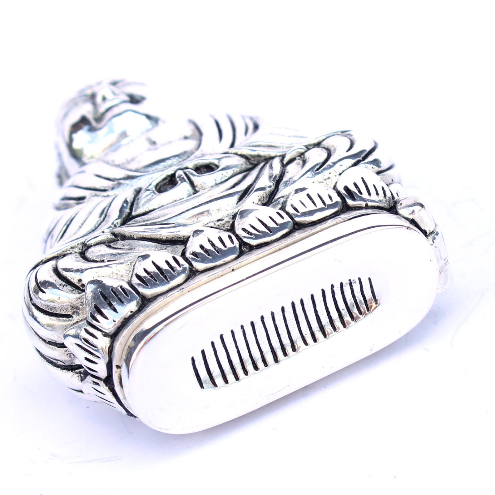 Photo of Large Silverplated Buddha Snuff Container Vesta Match Safe