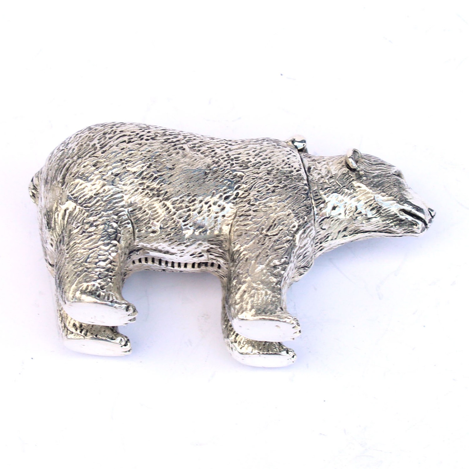 Photo of Large Silverplated Polar Bear Snuff Container Vesta Match Safe