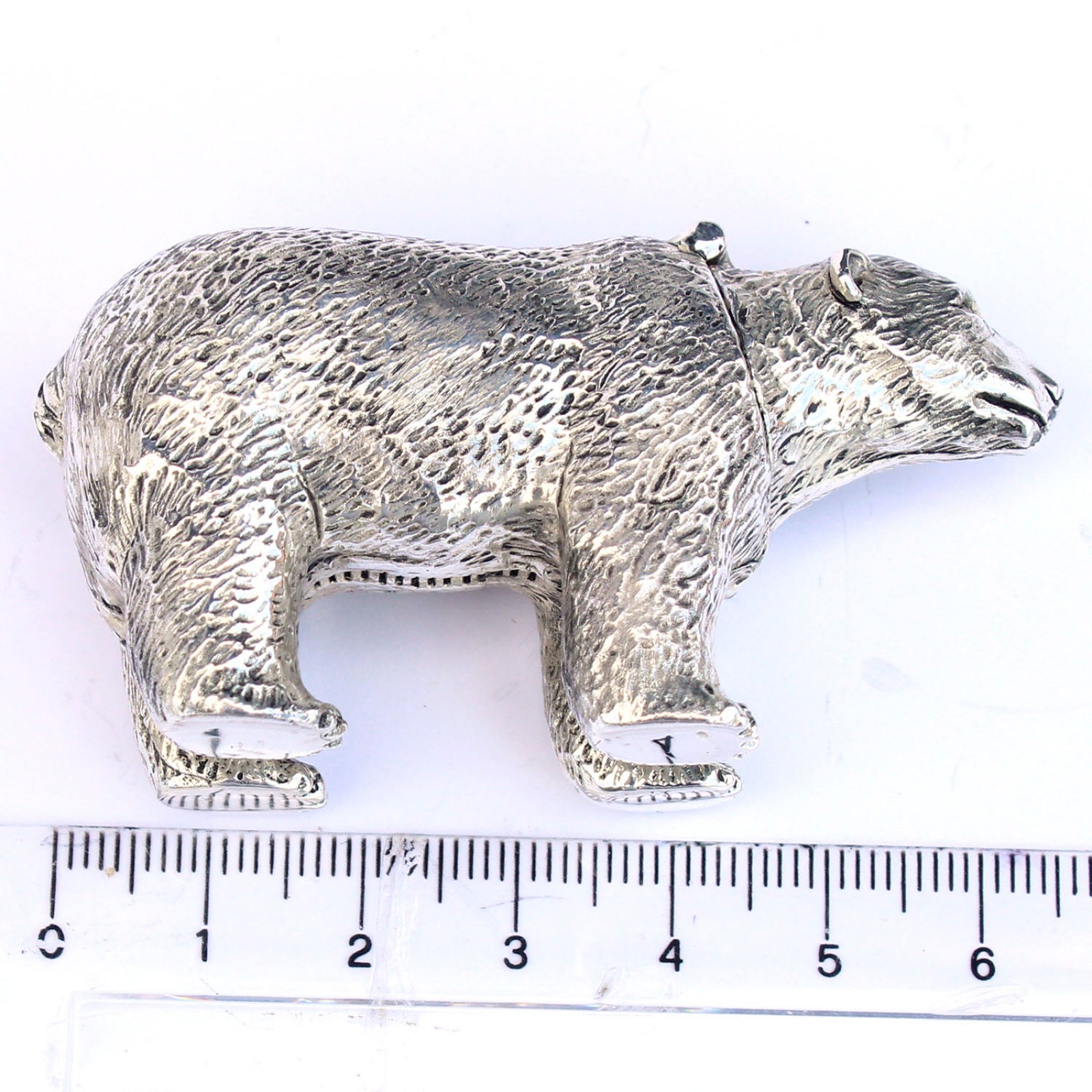 Photo of Large Silverplated Polar Bear Snuff Container Vesta Match Safe