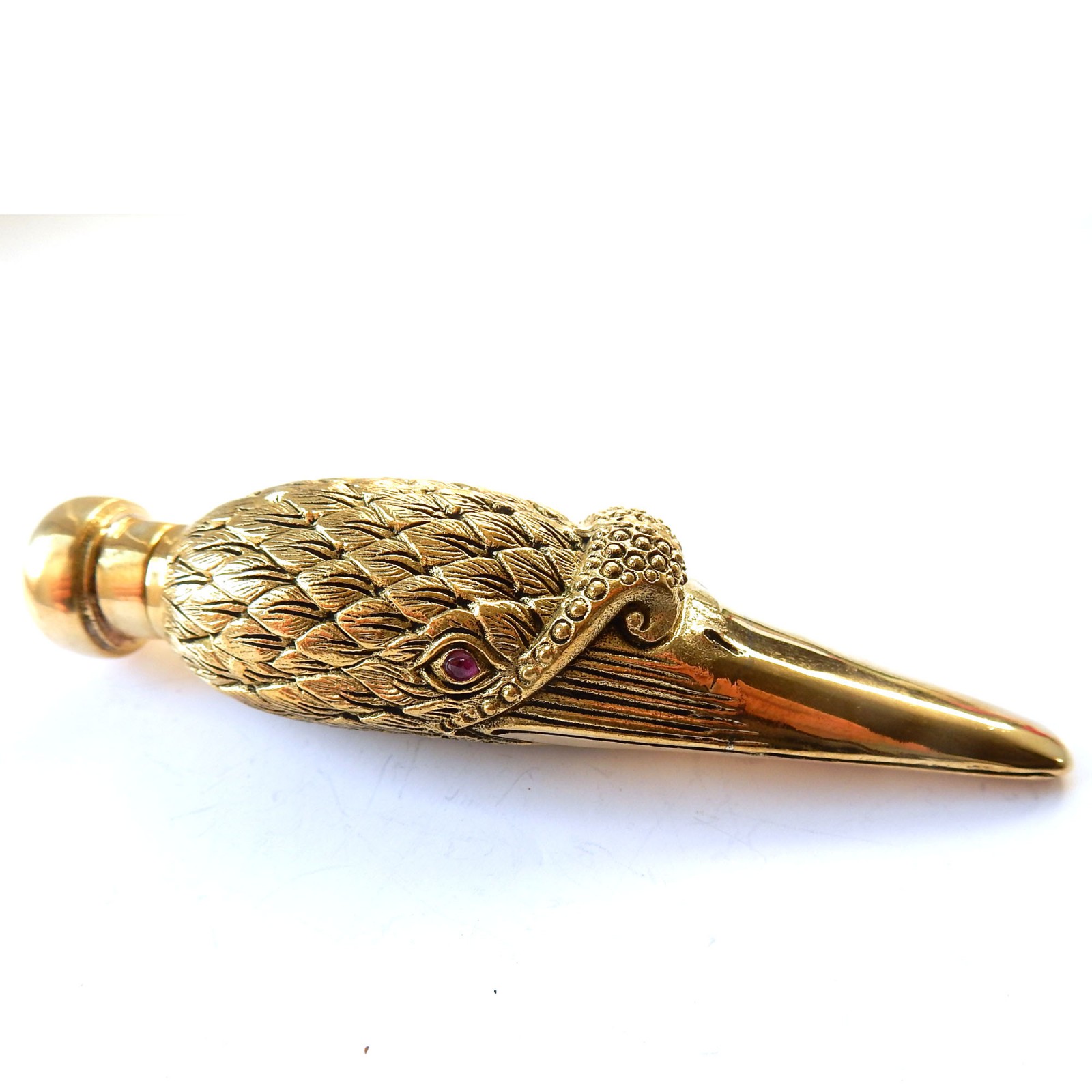 Photo of Novelty 18ct Gold Plated Stork Bird Scent Bottle