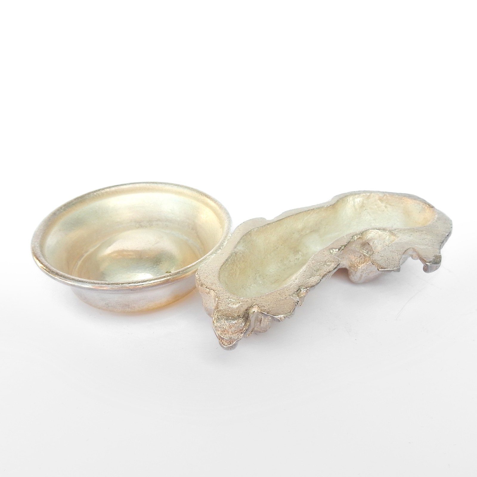 Photo of Novelty Silverplated Sleeping Dog Table Salt Cellar