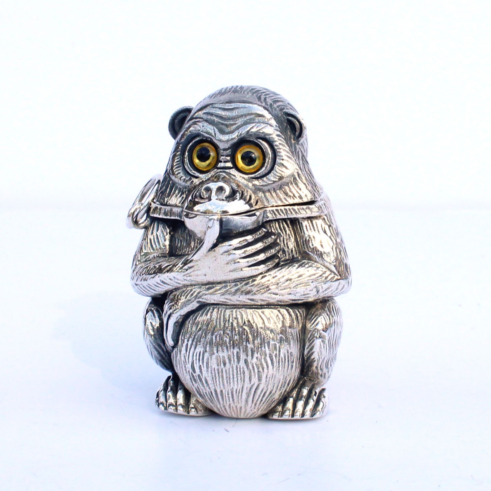 Photo of Novelty Sterling Silver Monkey Vesta Match Safe