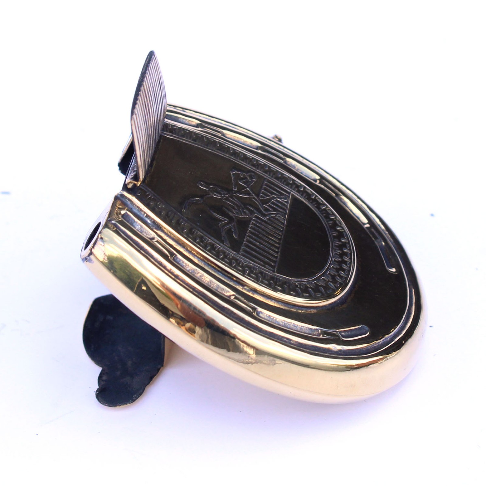 Photo of Polished Brass Horseshoe Vesta & wick holder Equine Horse Racing