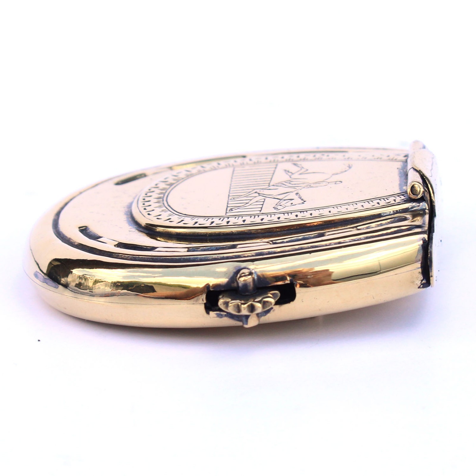 Photo of Polished Brass Horseshoe Vesta & wick holder Equine Horse Racing