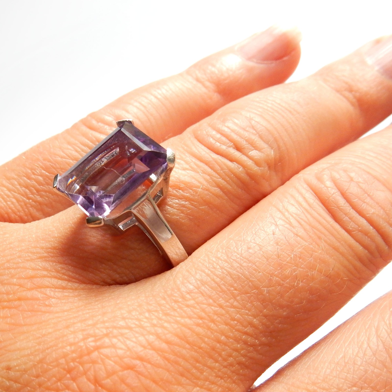 Buy Priyaasi Purple Block Leaves American Diamond Silver-Plated Adjustable Cocktail  Ring Online