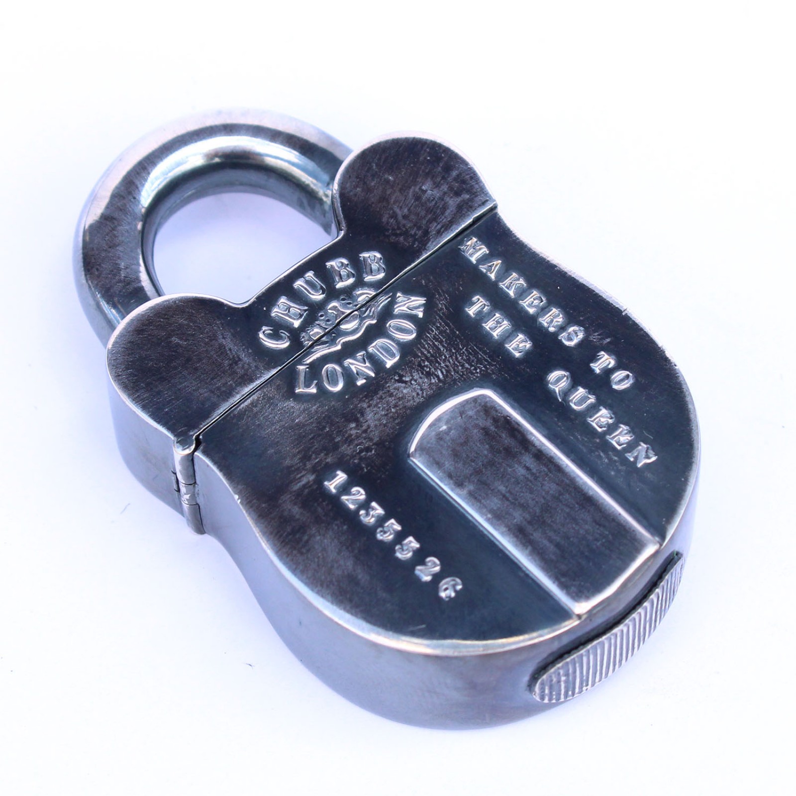 Photo of Silverplated Chubb Padlock Vesta Match Safe