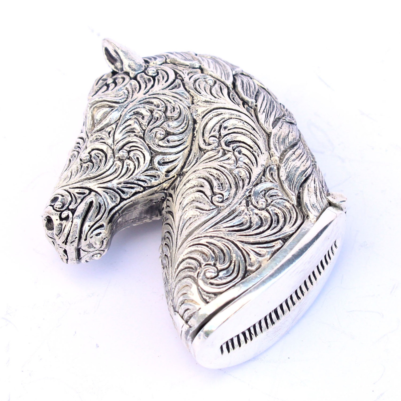 Photo of Silverplated Embossed Horse Bust Vesta Match Safe