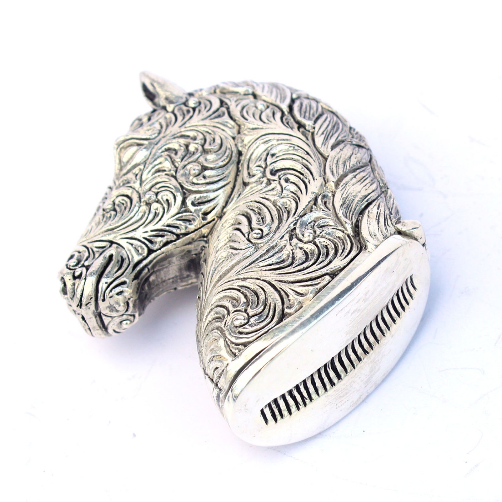Photo of Silverplated Embossed Horse Bust Vesta Match Safe