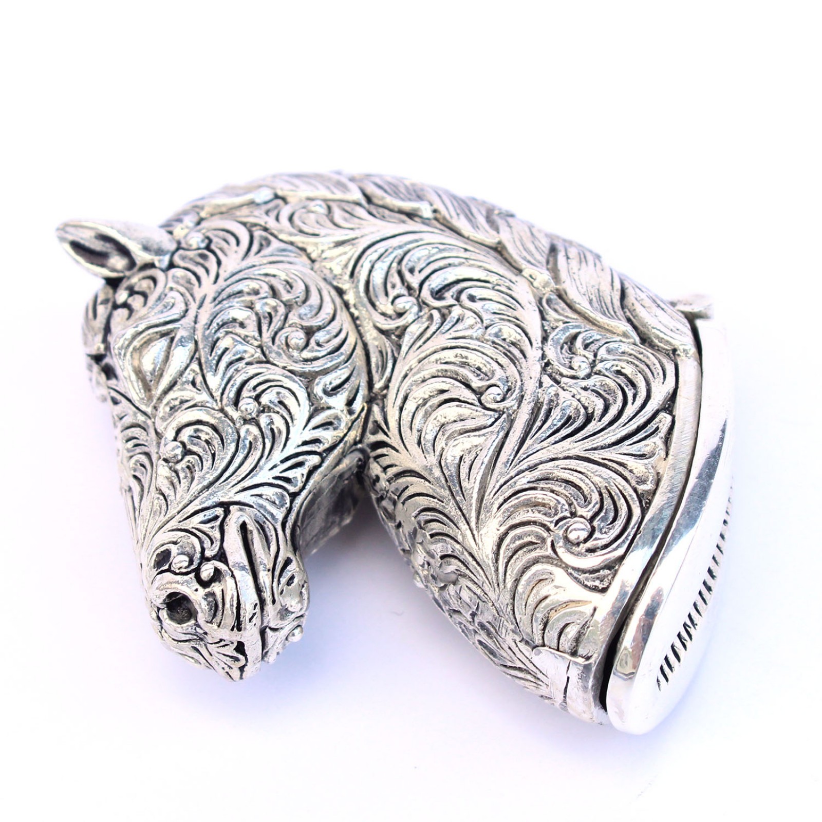 Photo of Silverplated Embossed Horse Bust Vesta Match Safe