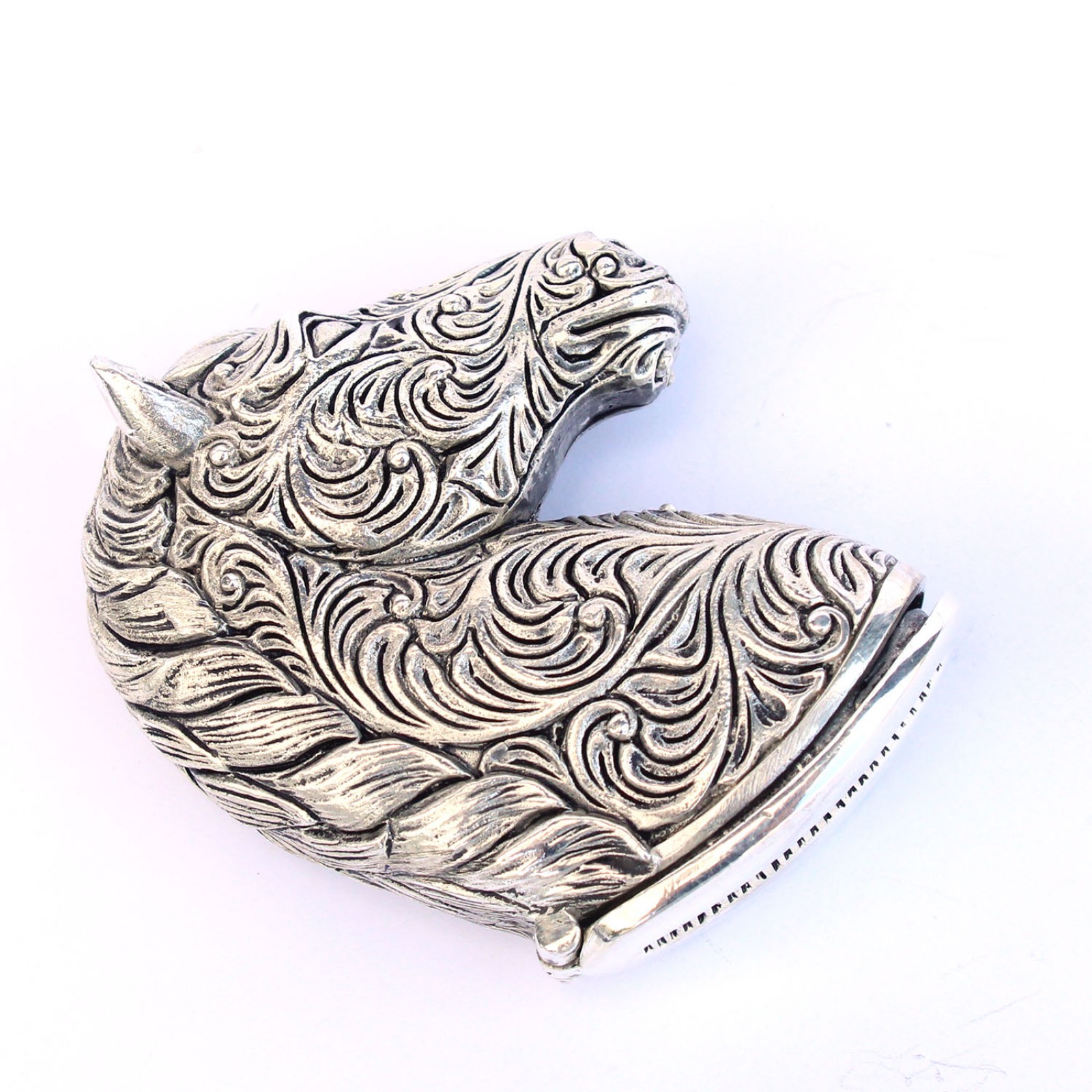 Photo of Silverplated Embossed Horse Bust Vesta Match Safe