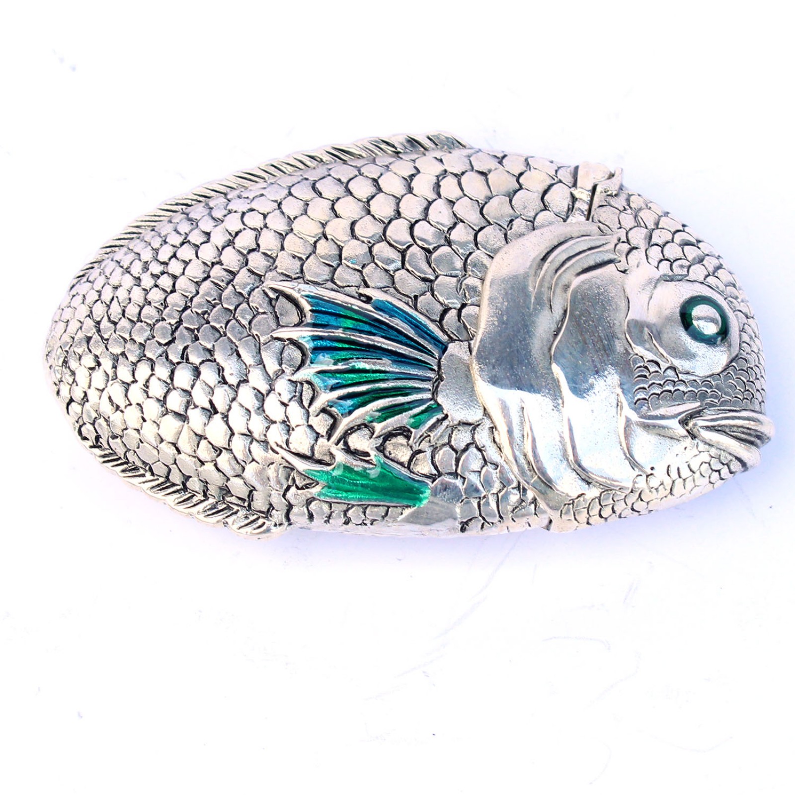 Photo of Silverplated Enamel Fish Vesta Match Safe