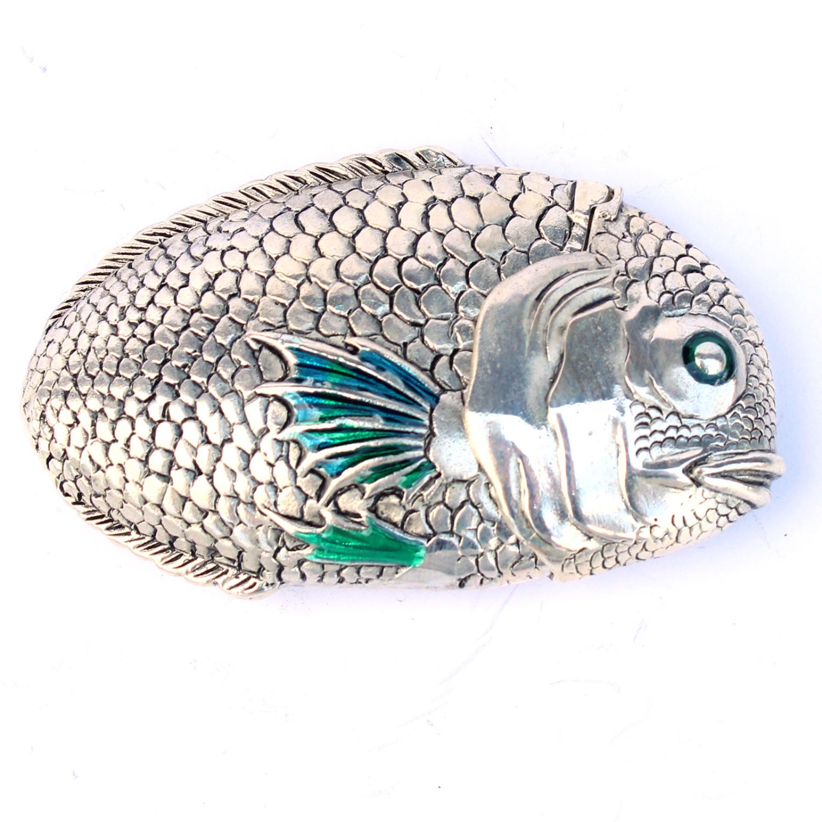 Photo of Silverplated Enamel Fish Vesta Match Safe
