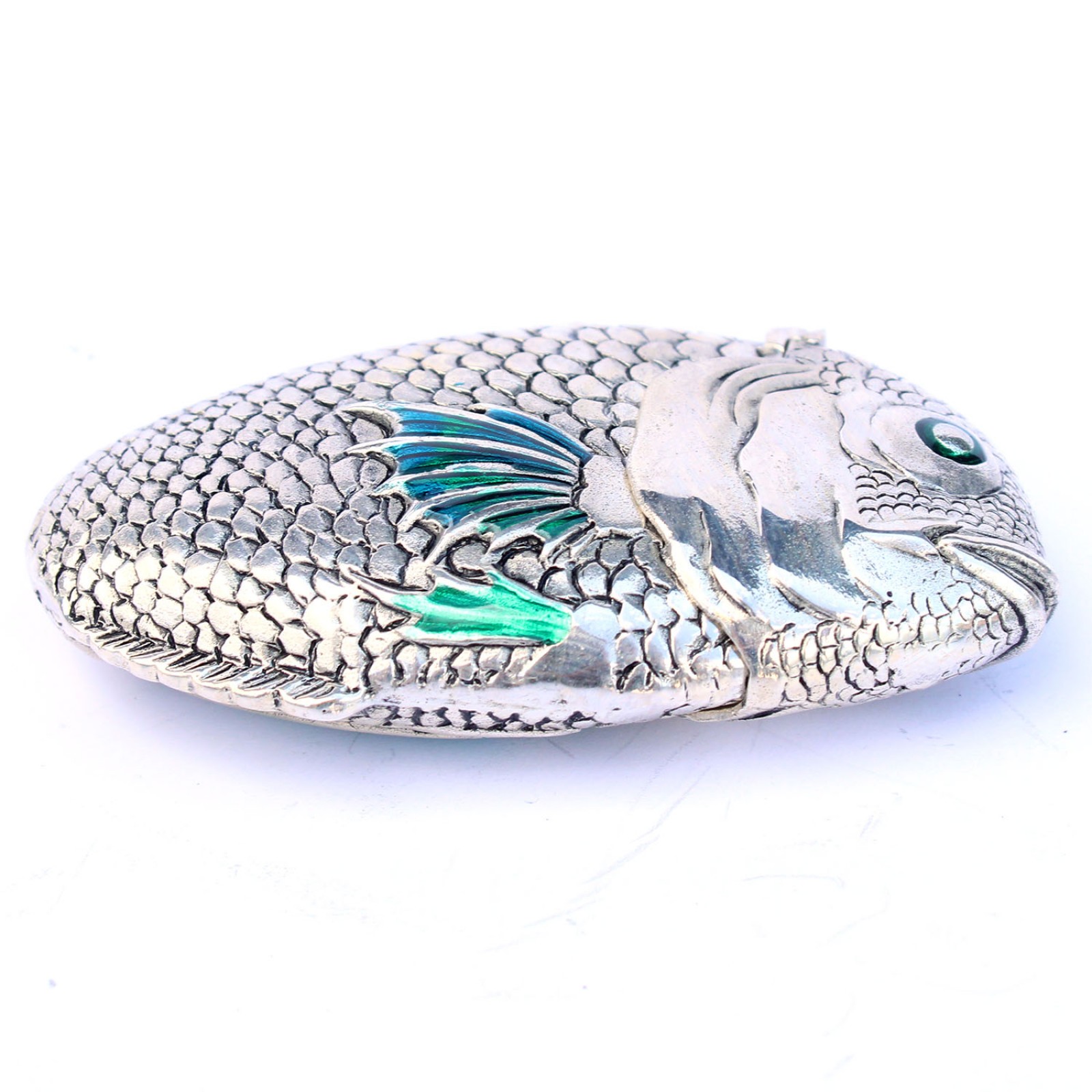 Photo of Silverplated Enamel Fish Vesta Match Safe