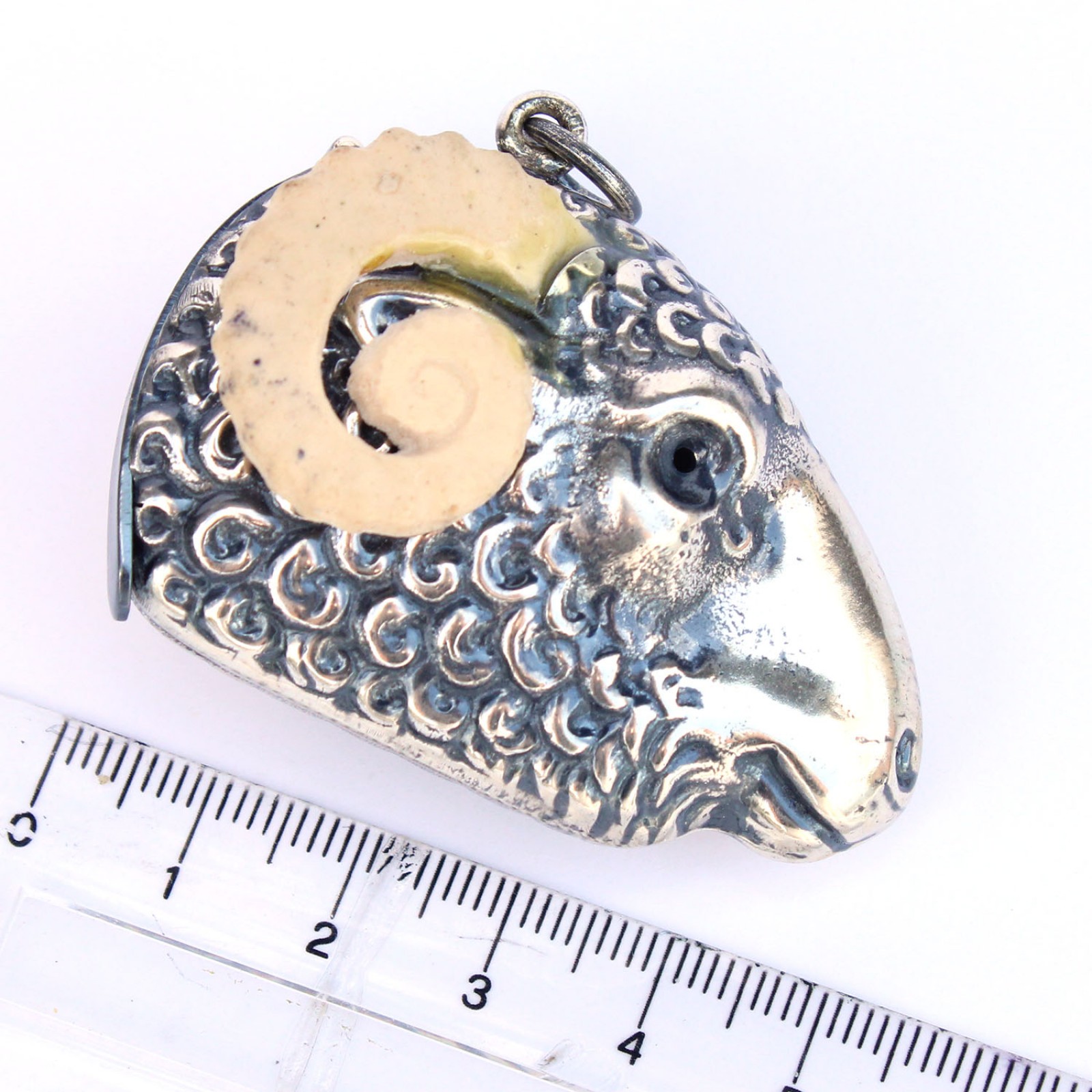 Photo of Silverplated Sheep Ram Head Vesta Match Safe Snuff Box