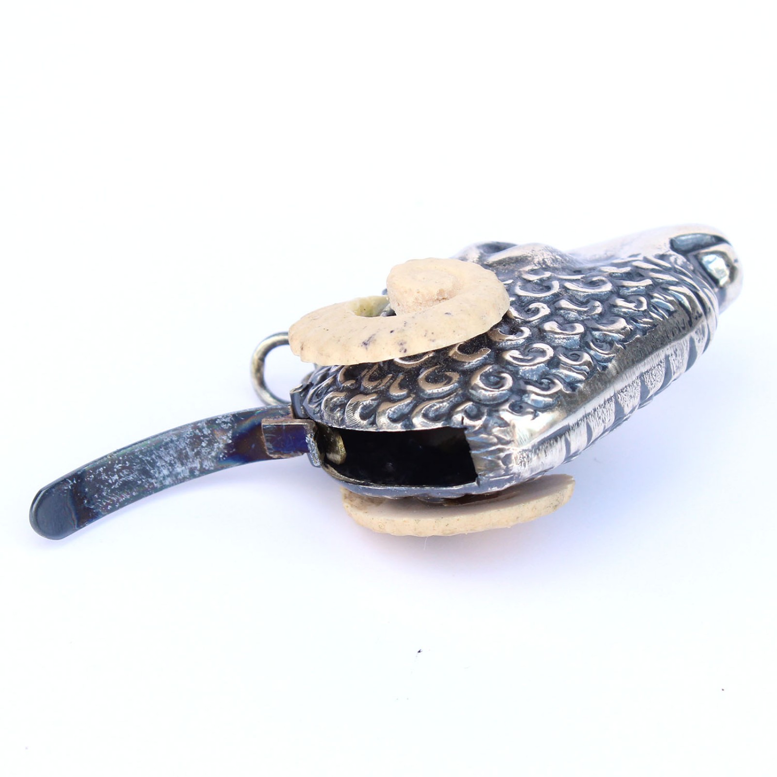 Photo of Silverplated Sheep Ram Head Vesta Match Safe Snuff Box