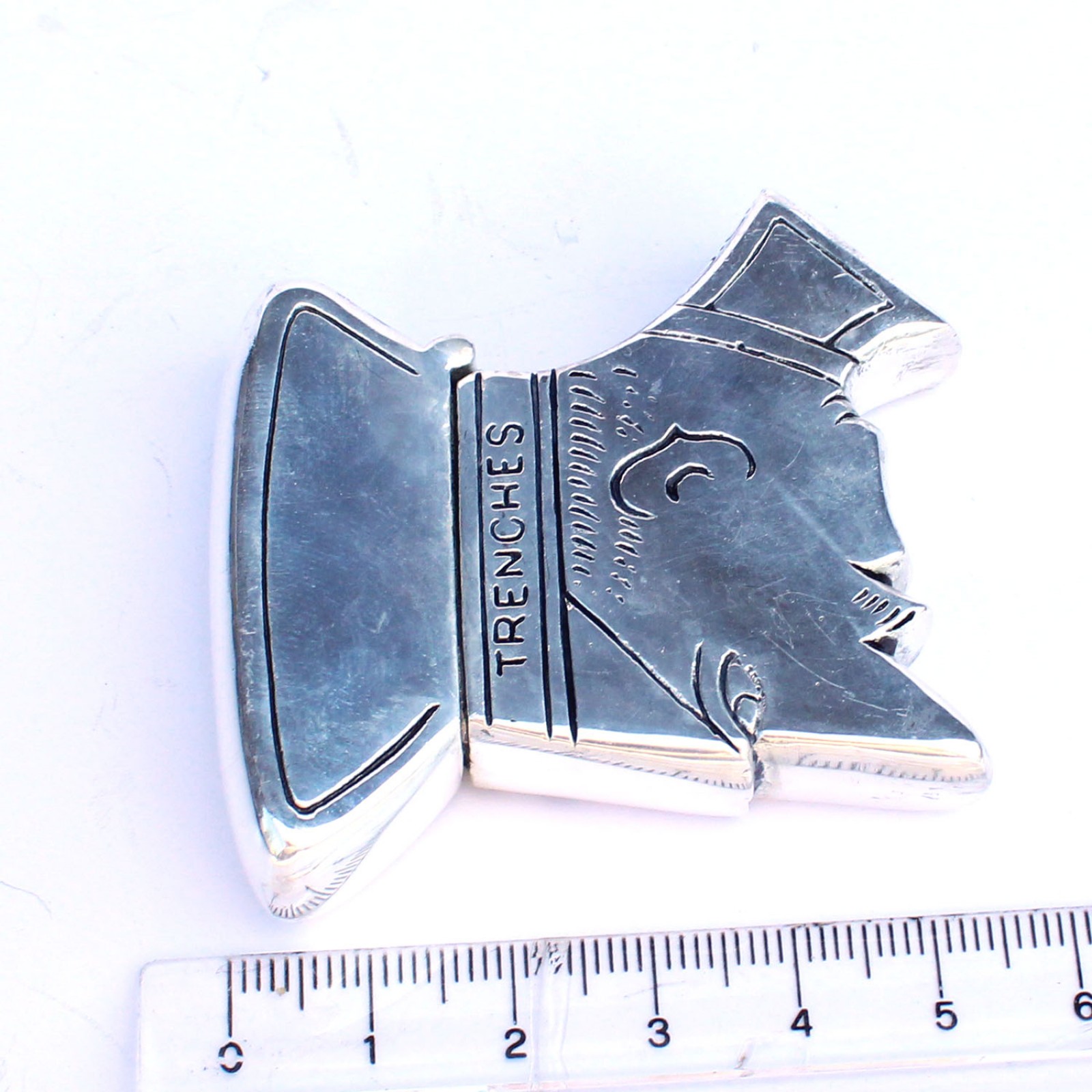 Photo of Silverplated WW1 Soldier YPRES 1915 Trench Art Man Vesta Case Match Safe