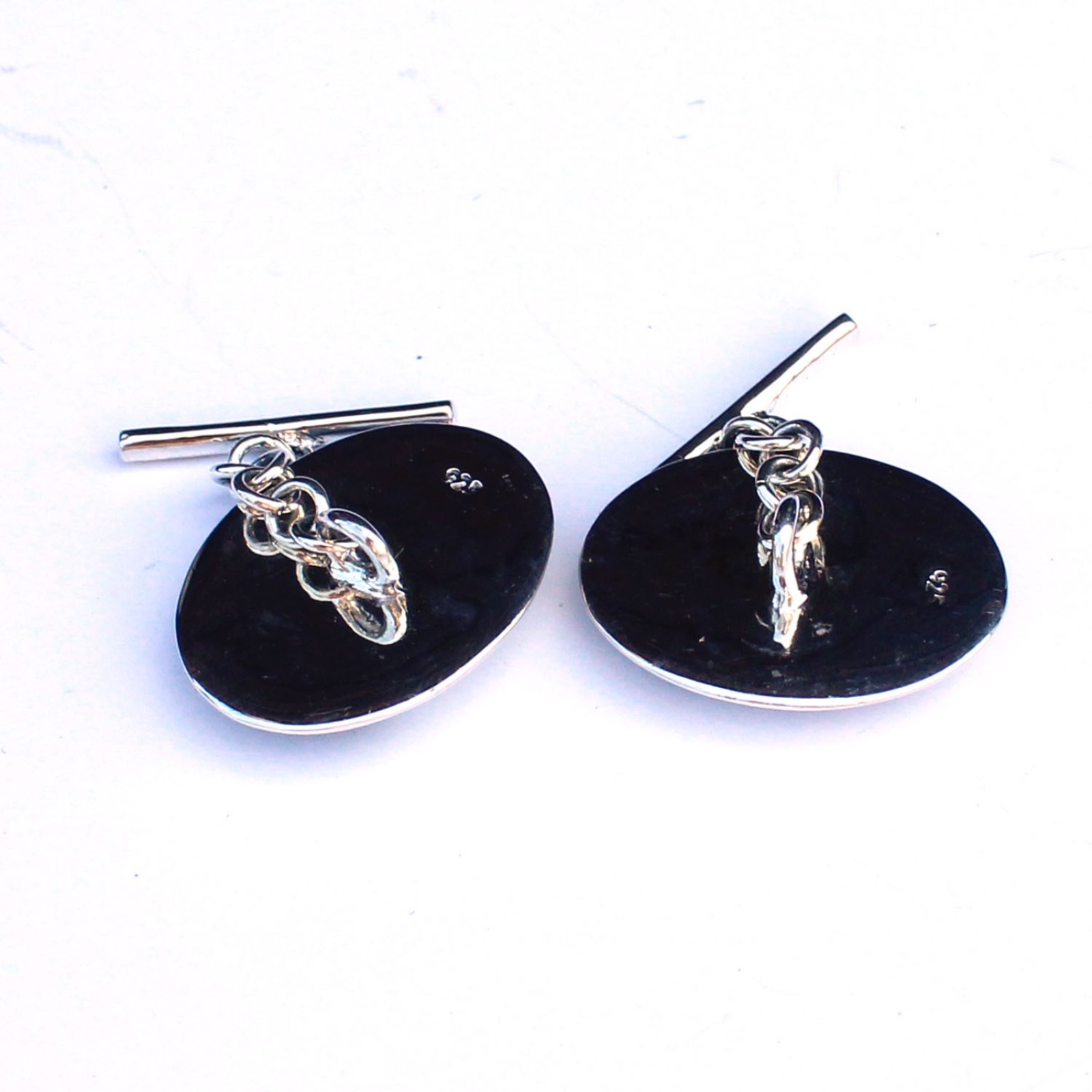 Photo of Solid Silver Enamel Nautical Ship Cufflinks