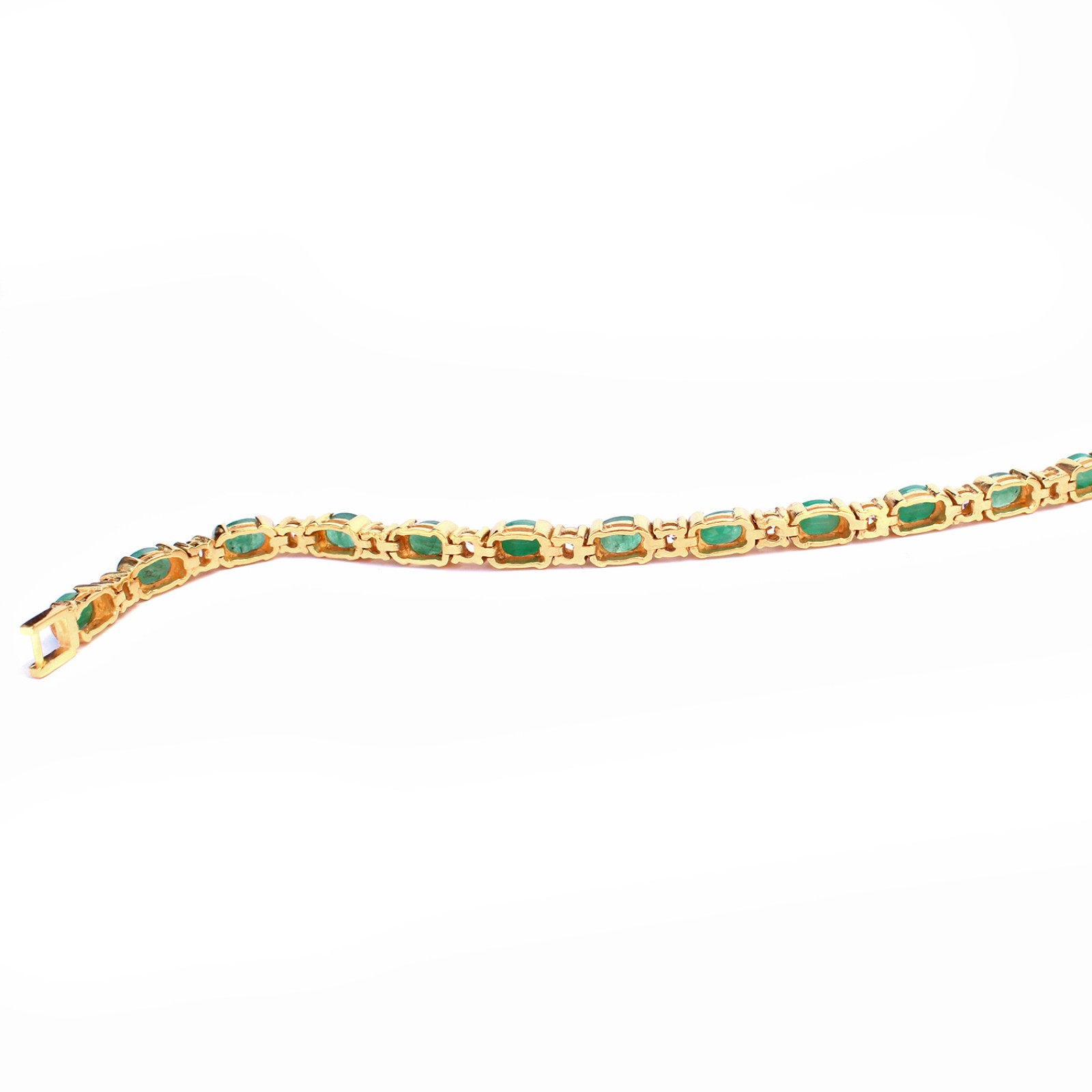 Photo of Sterling Silver 18ct Goldplated Emerald & CZ Tennis Bracelet