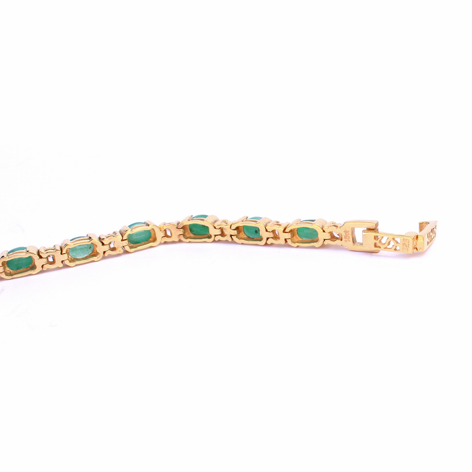 Photo of Sterling Silver 18ct Goldplated Emerald & CZ Tennis Bracelet