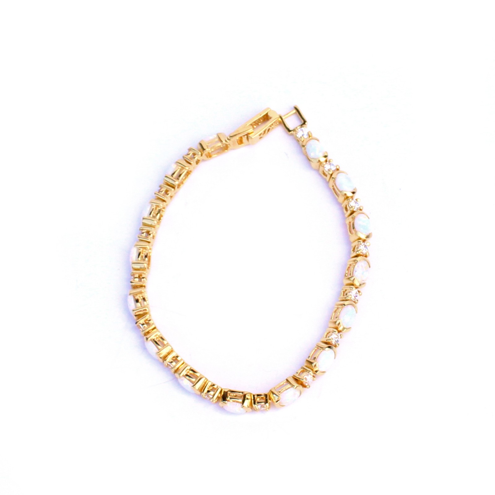 Photo of Sterling Silver 18ct Goldplated Emerald & CZ Tennis Bracelet