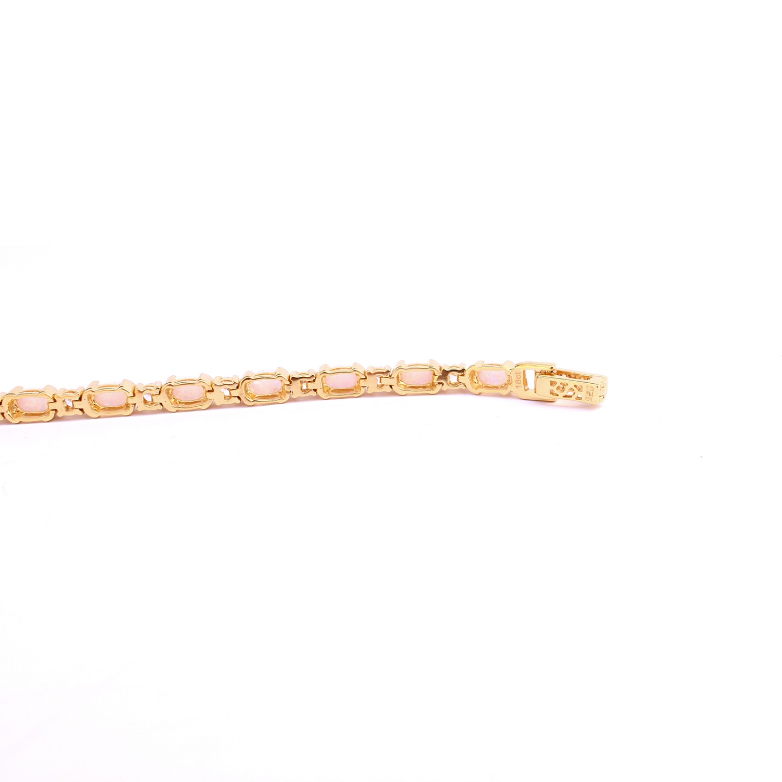 Photo of Sterling Silver 18ct Goldplated Opal & CZ Tennis Bracelet