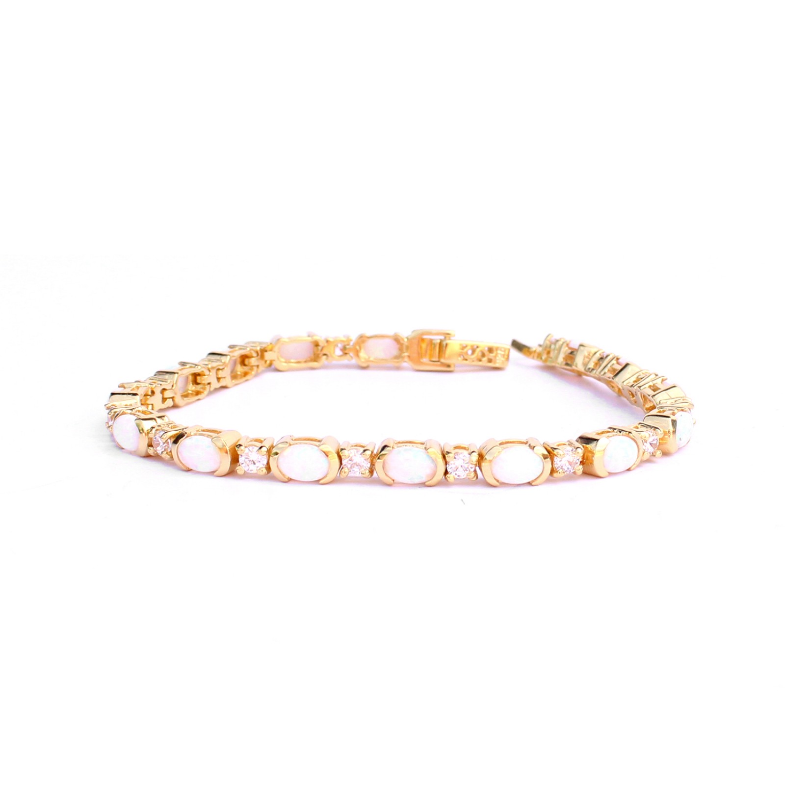 Photo of Sterling Silver 18ct Goldplated Opal & CZ Tennis Bracelet