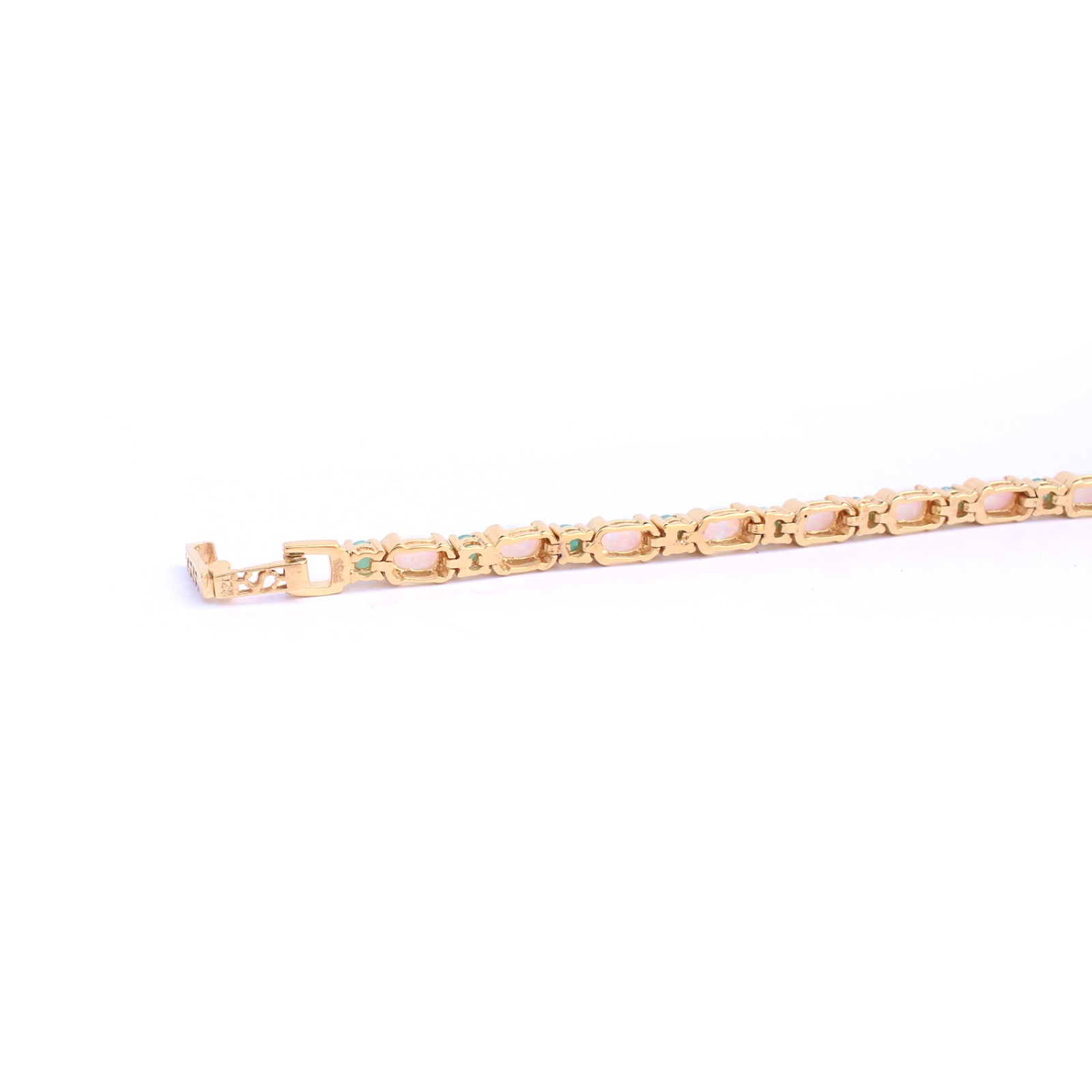 Photo of Sterling Silver 18ct Goldplated Opal & Emerald Tennis Bracelet