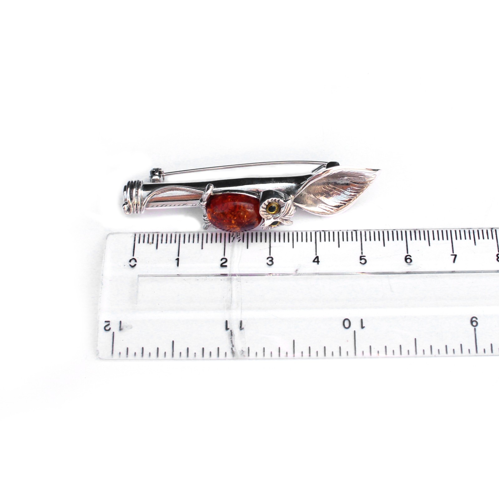 Photo of Sterling Silver Amber Owl Boutonnière Lapel Pin Posy Holder