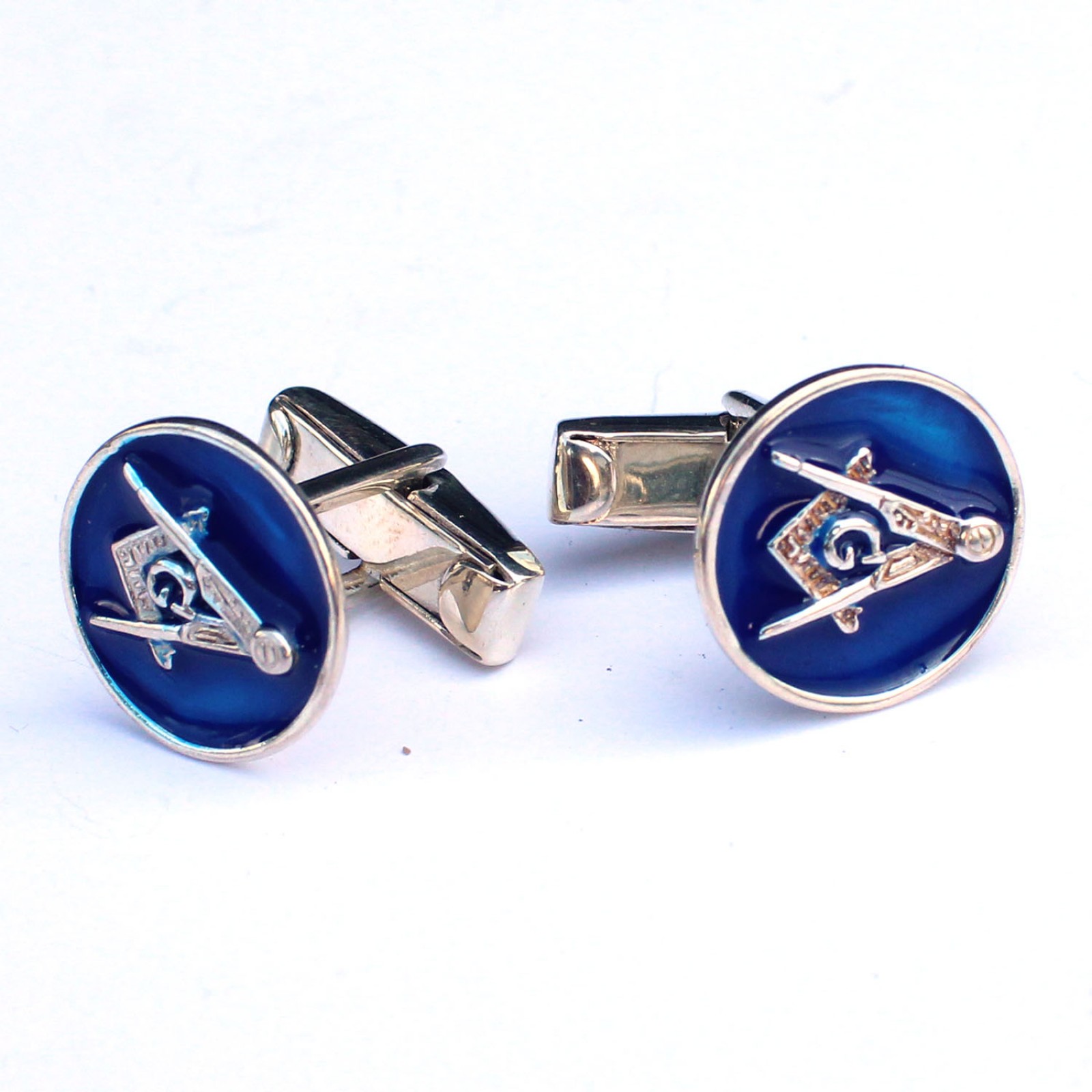 Photo of Sterling Silver Blue Enamel Masonic Cufflinks