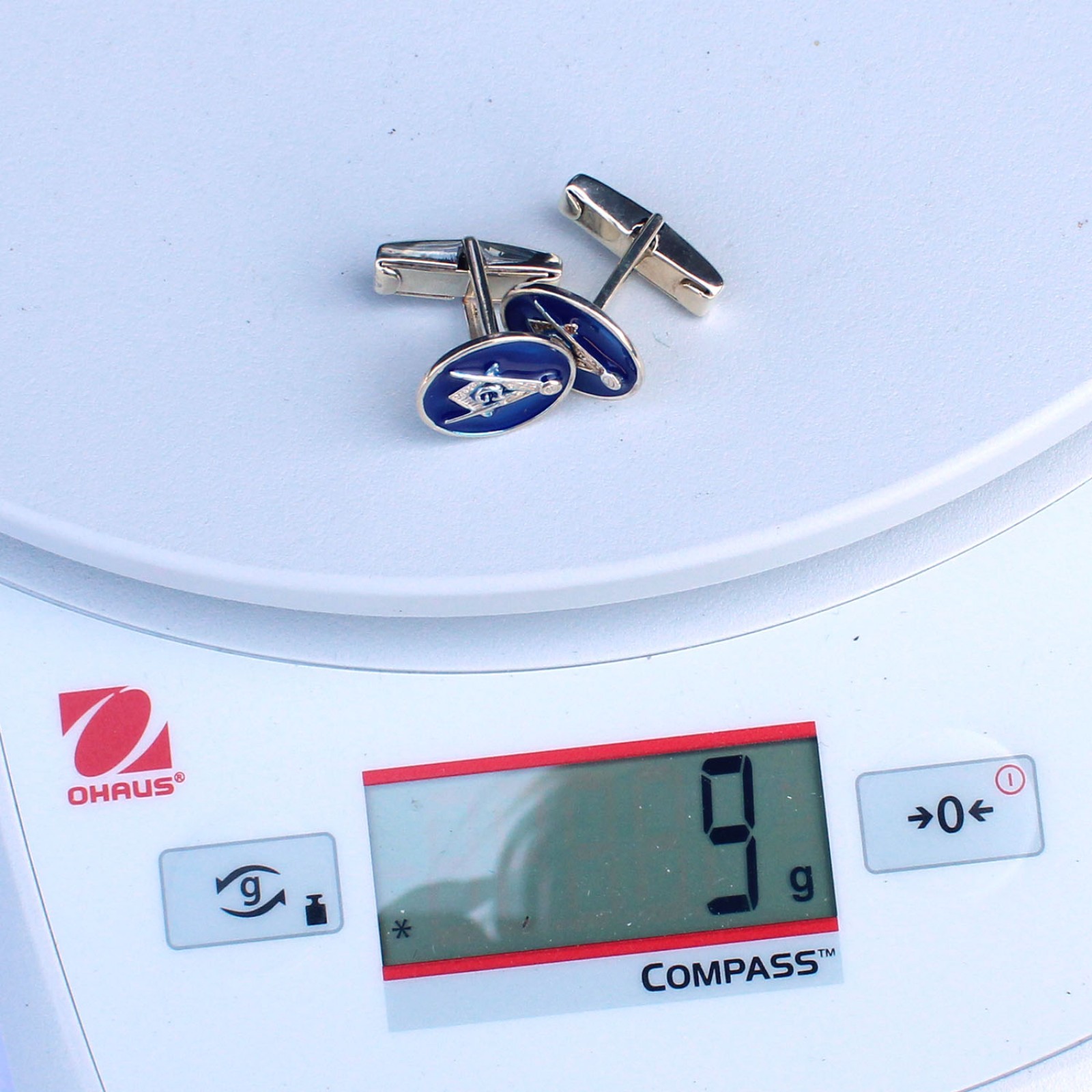 Photo of Sterling Silver Blue Enamel Masonic Cufflinks