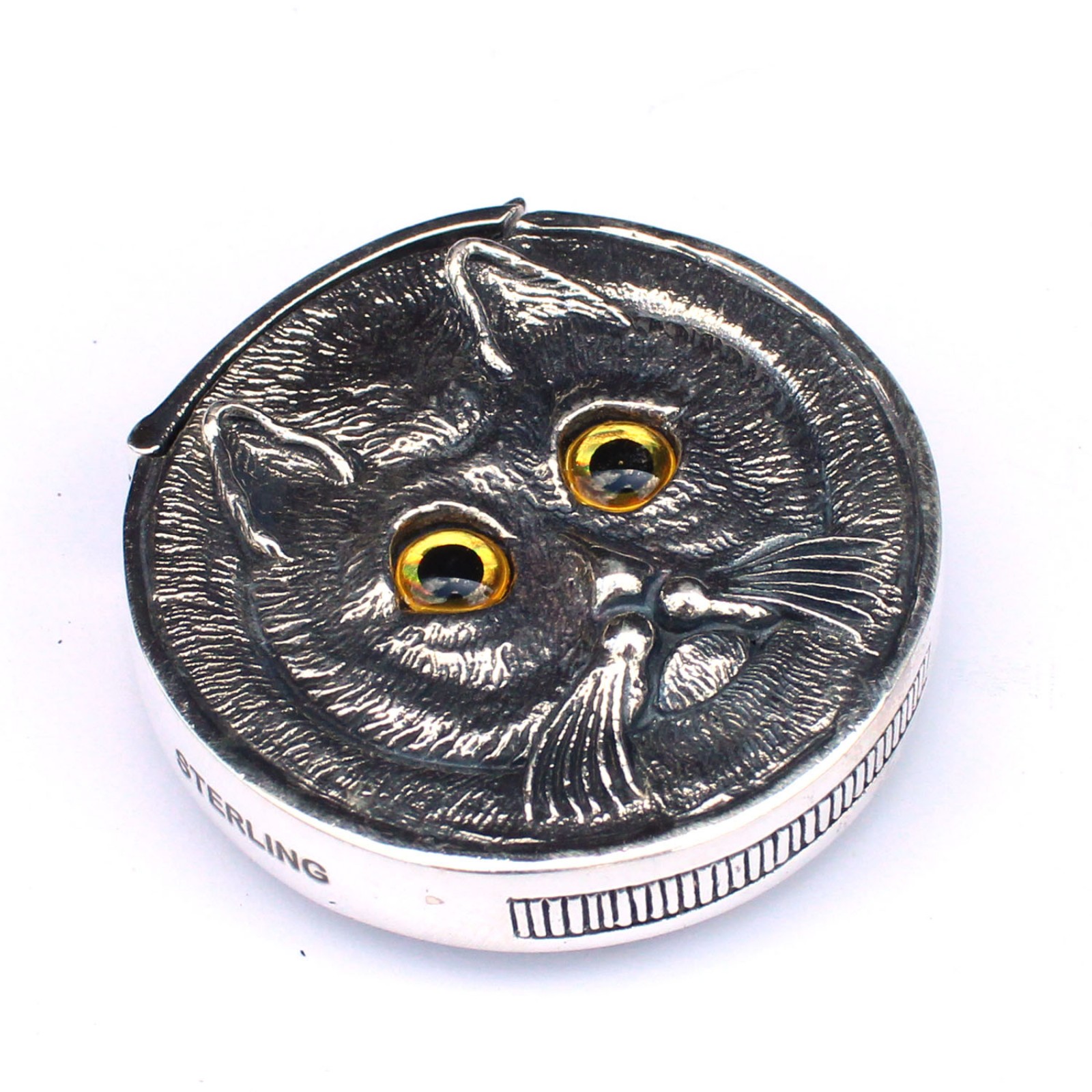 Photo of Sterling Silver Cat Vesta Match Safe Container Box