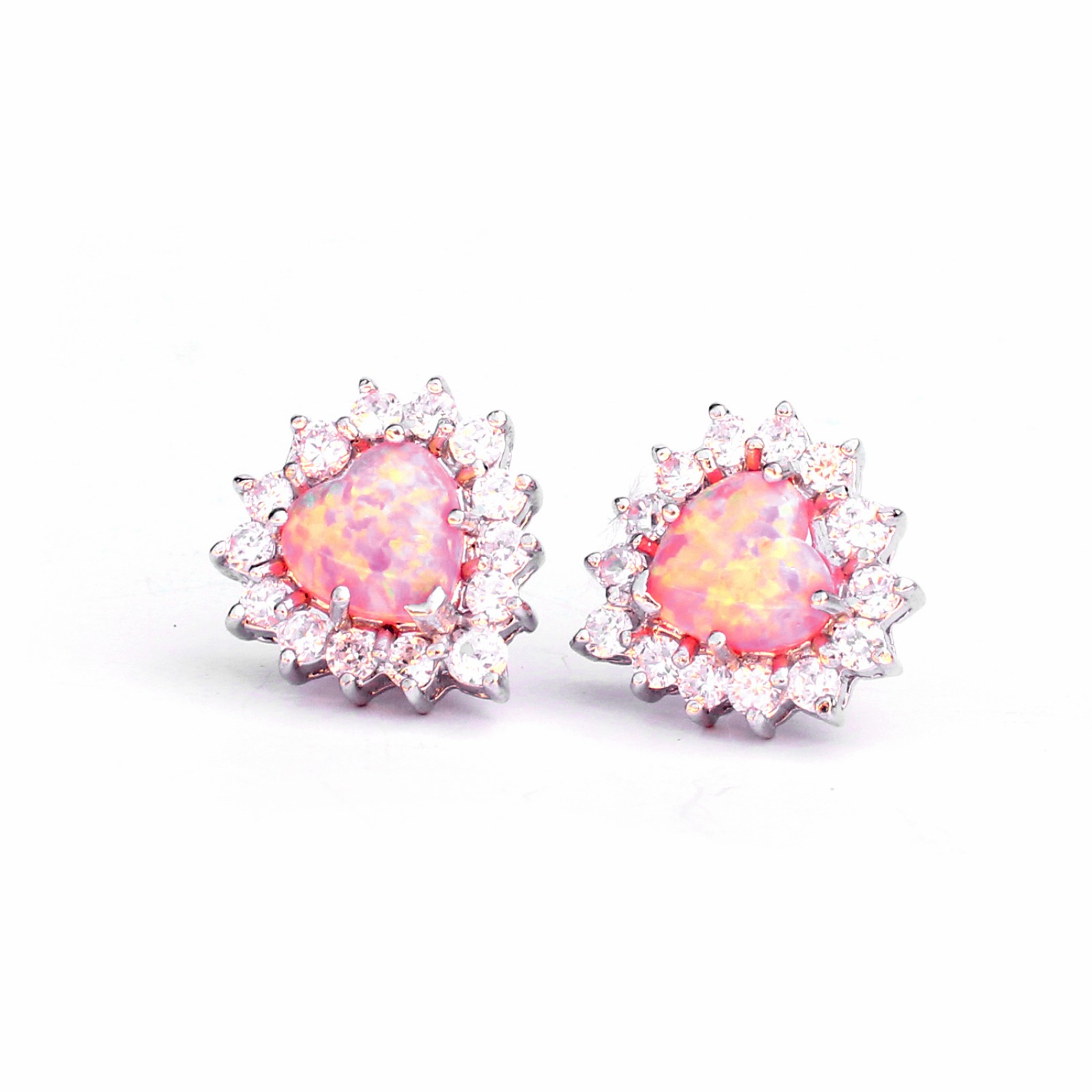 Photo of Sterling Silver Dragons Breath Opalescent Heart Earrings