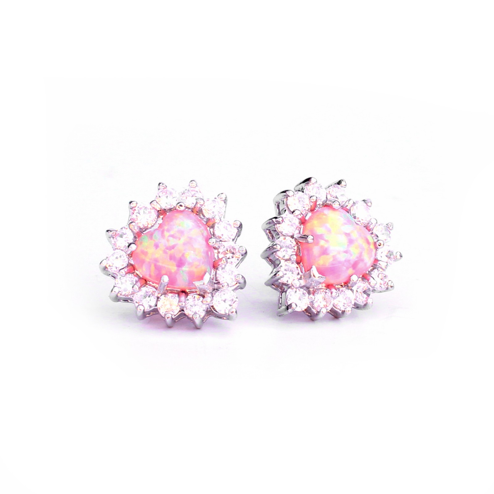 Photo of Sterling Silver Dragons Breath Opalescent Heart Earrings
